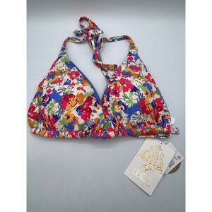 BECCA Flower Fields‎ Triangle Bikini Swim Top Women's Size D Cup